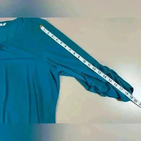 Susan Graver Liquid Knit Ruched Sleeve Tunic Teal Women’s 2X - Picture 5 of 11